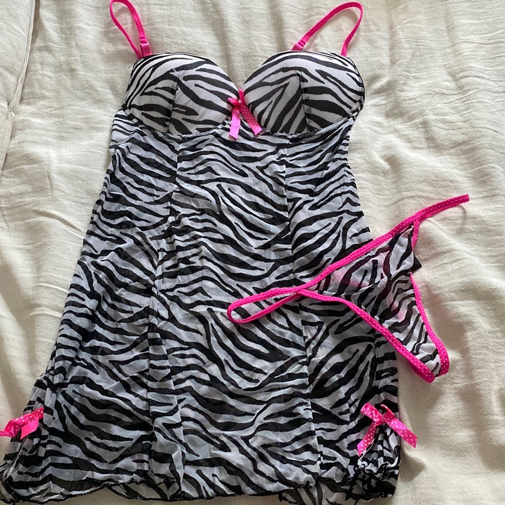 Zebra Two Piece Lingerie Set